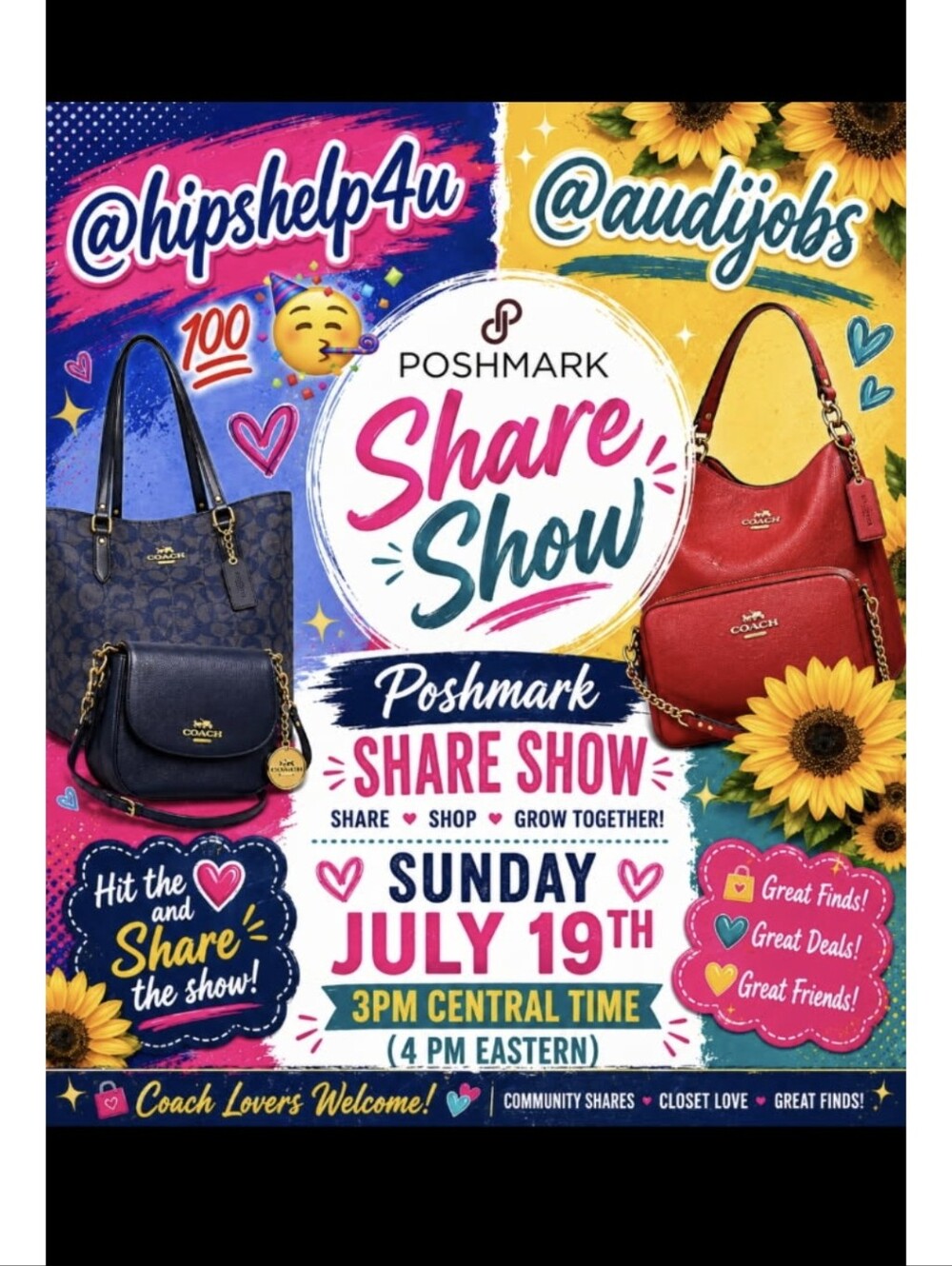 SUNDAY SMASH-  JOIN US FOR FUN , SHOPPING FROM YOUR SEAT & NOT YOUR FEET!